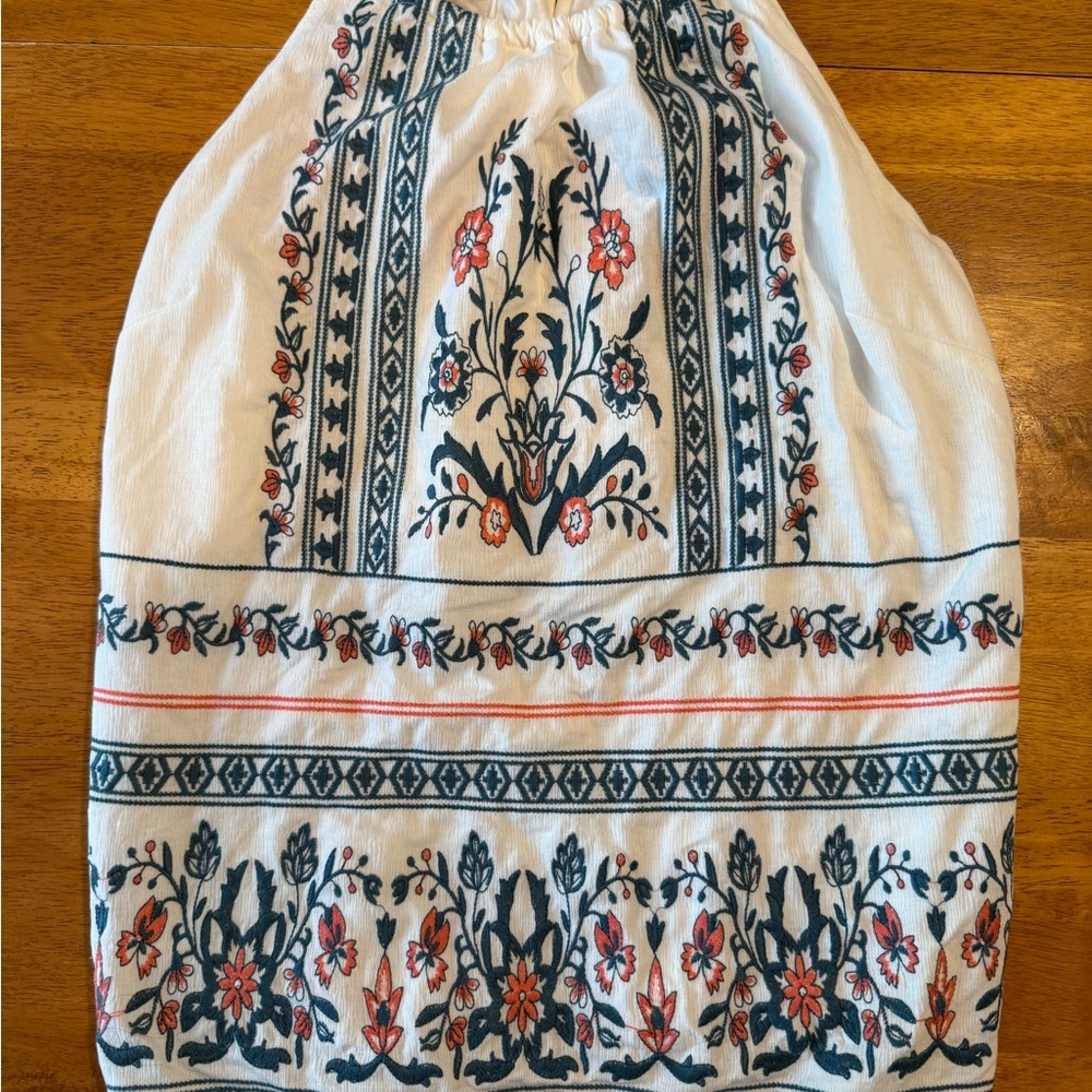 Skies are Blue Embroidered Floral Halter Style Tank Top
